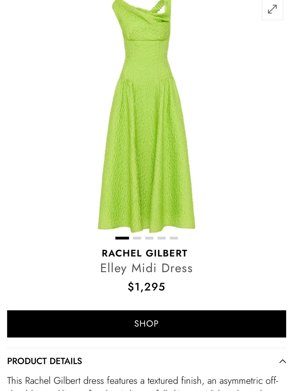 Rachel Gilbert Asymmetric One-Shoulder Midi Dress in Neon Lime
